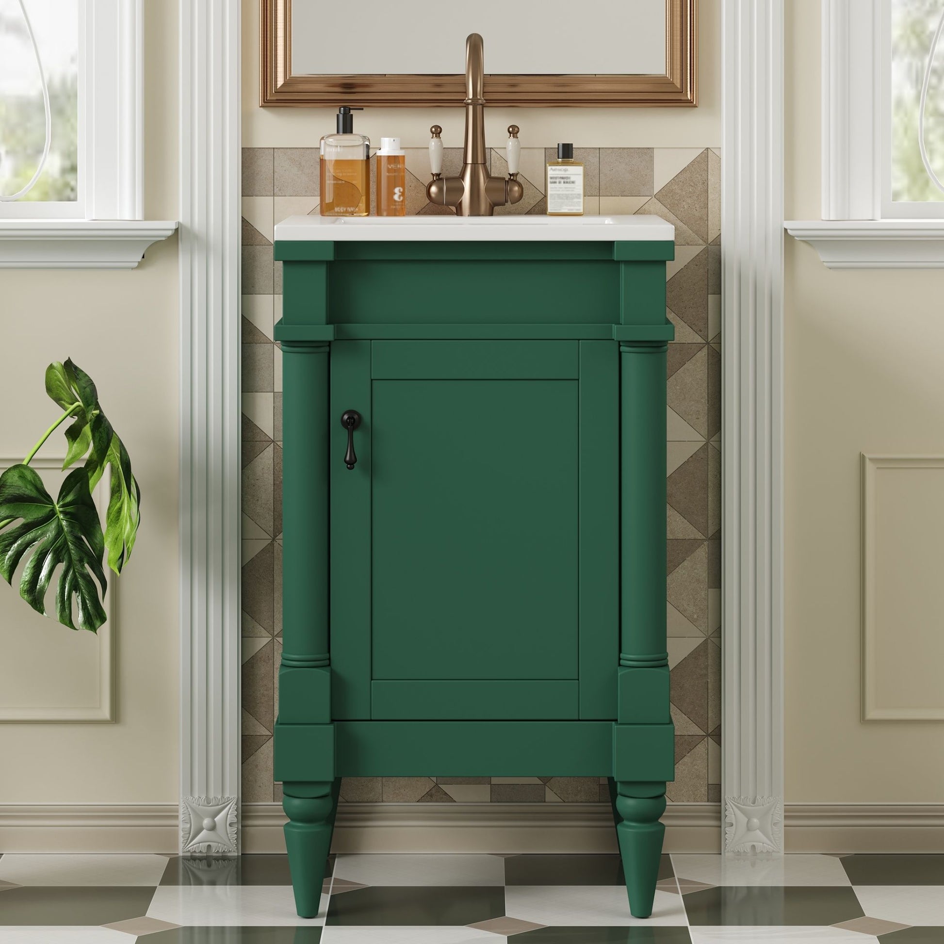 Bathroom Vanity With Sink, Storage Cabinet With Door, Drop In Sink, Compact Freestanding Design