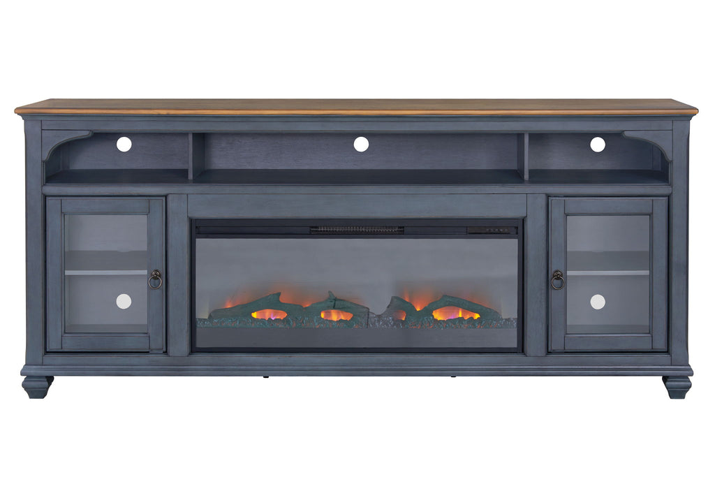 Americana - 86 In Fireplace TV Stand For TVs Up To 95" - Blue