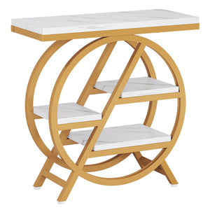Modern Narrow End Table With 3 Tier Shelves