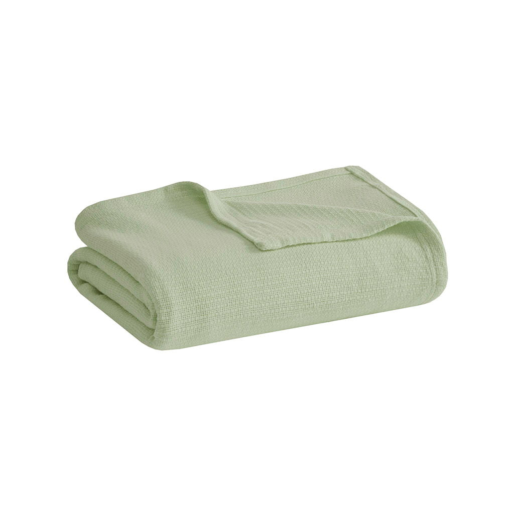 Freshspun Basketweave - Cotton Blanket - Green