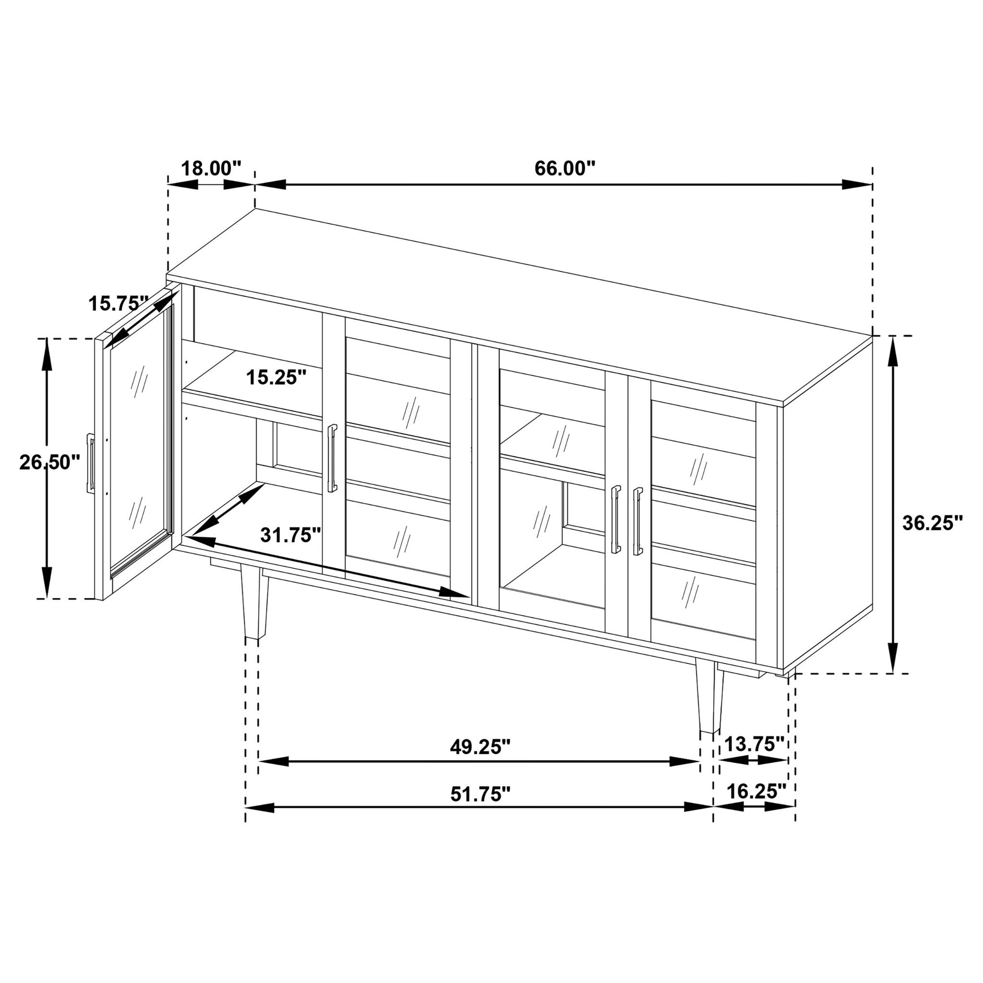 4 Door Sideboard With Dual Drawers - Natural