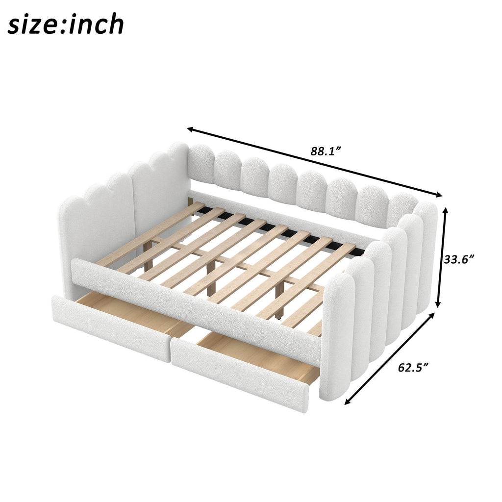 Upholstered Daybed With Curved Ribbed Panel Design
