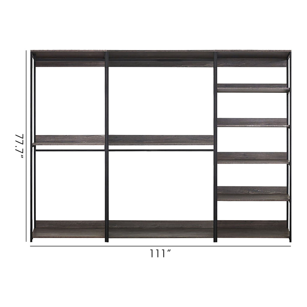Monica - Wood Walk In Closet System With Spacious Drawer In Wood And Metal Frame - Gray