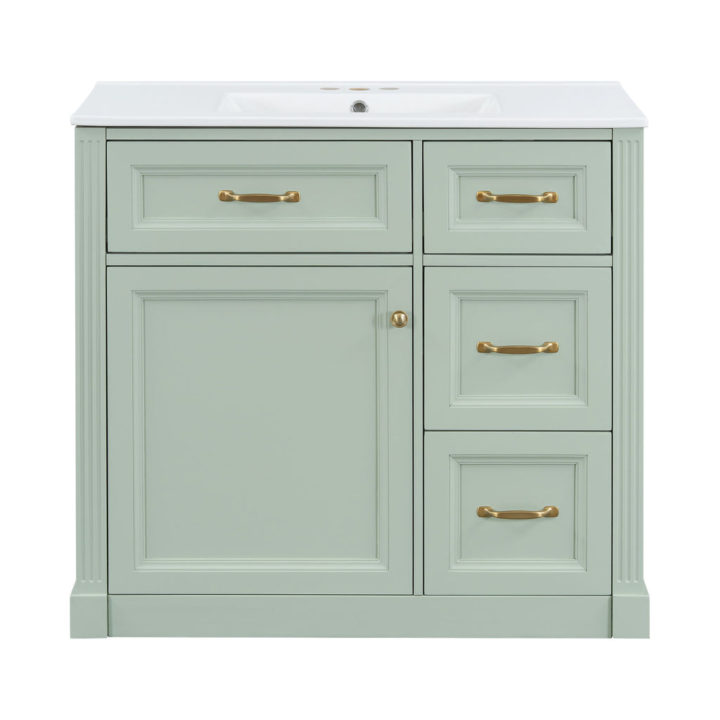 Modern Bathroom Vanity With Sink, 4 Drawers, Soft-Close Door, Adjustable Shelf
