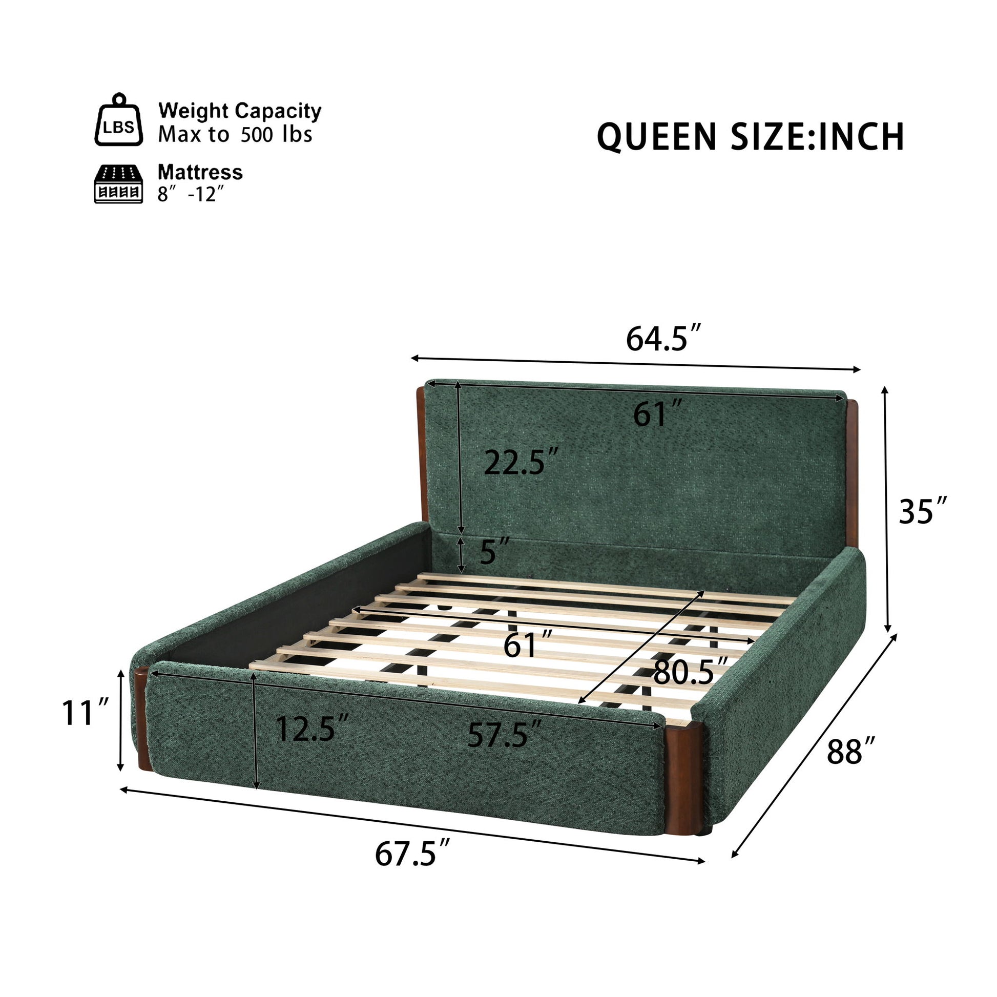 Modern Upholstered Platform Bed Frame With Accents