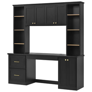Computer Desk With Hutch, Workstation With Desk Grommet & Keyboard Tray