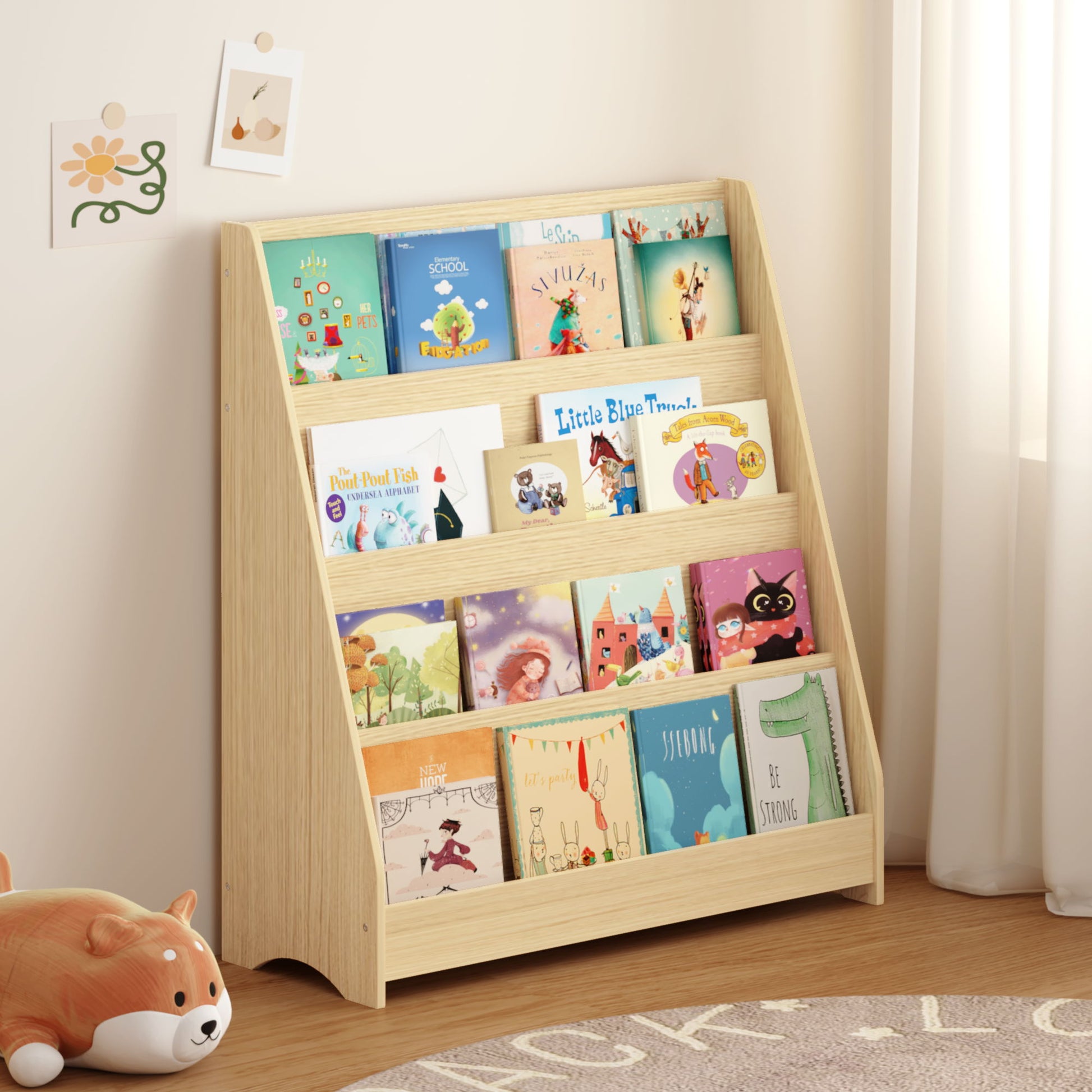 4 Tier Bookshelf, Toddler Book Display Shelves
