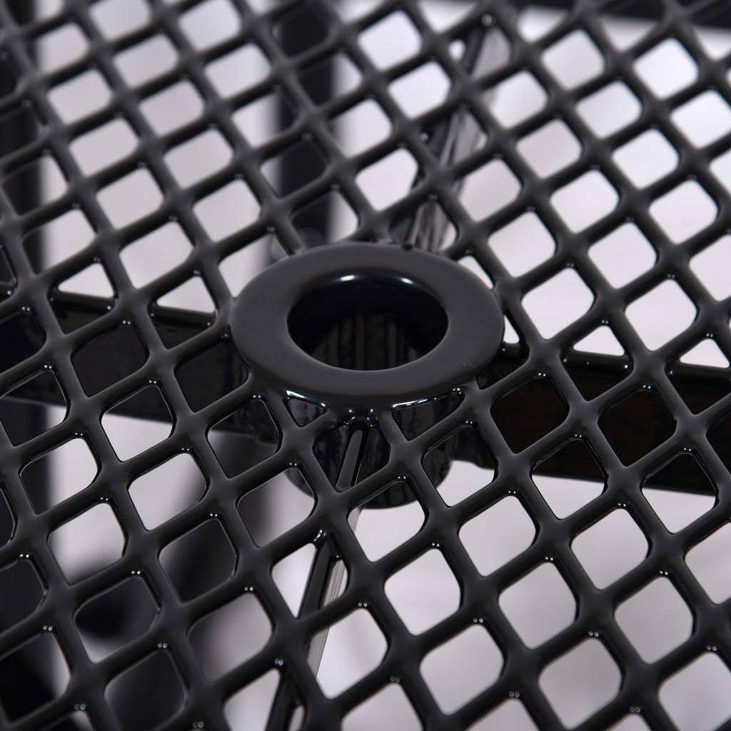 Square Outdoor Steel Picnic Table, With Umbrella Pole