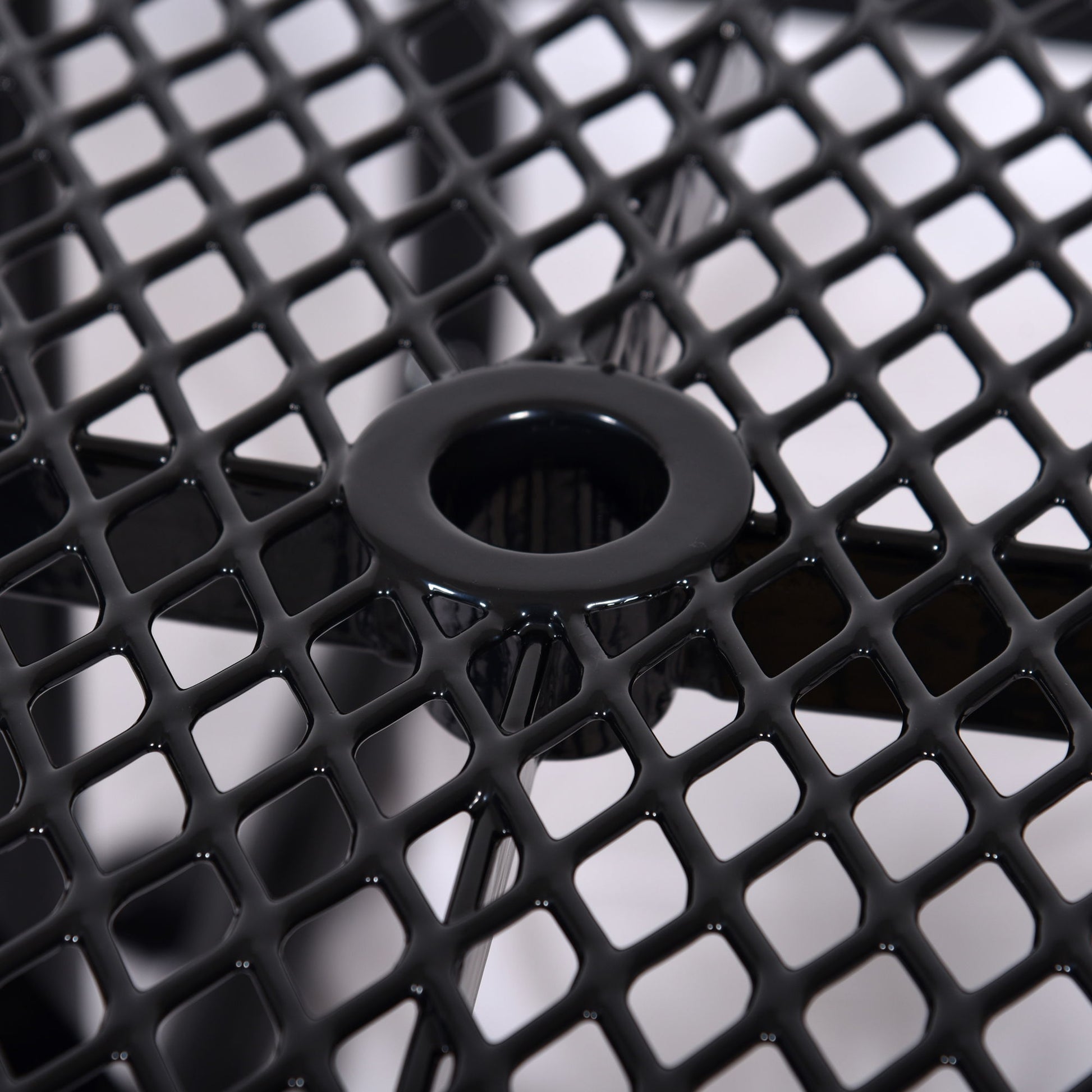 Square Outdoor Steel Picnic Table, With Umbrella Pole