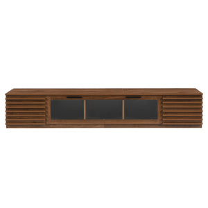 TV Stand With LED Lighting, Soft Closing Hinges, Cable Management - Walnut