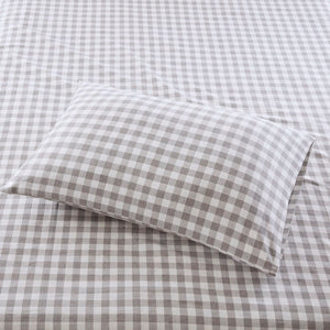 Cozy Flannel - 3 Piece Twin Printed Sheet Set - Gray Herringbone Check