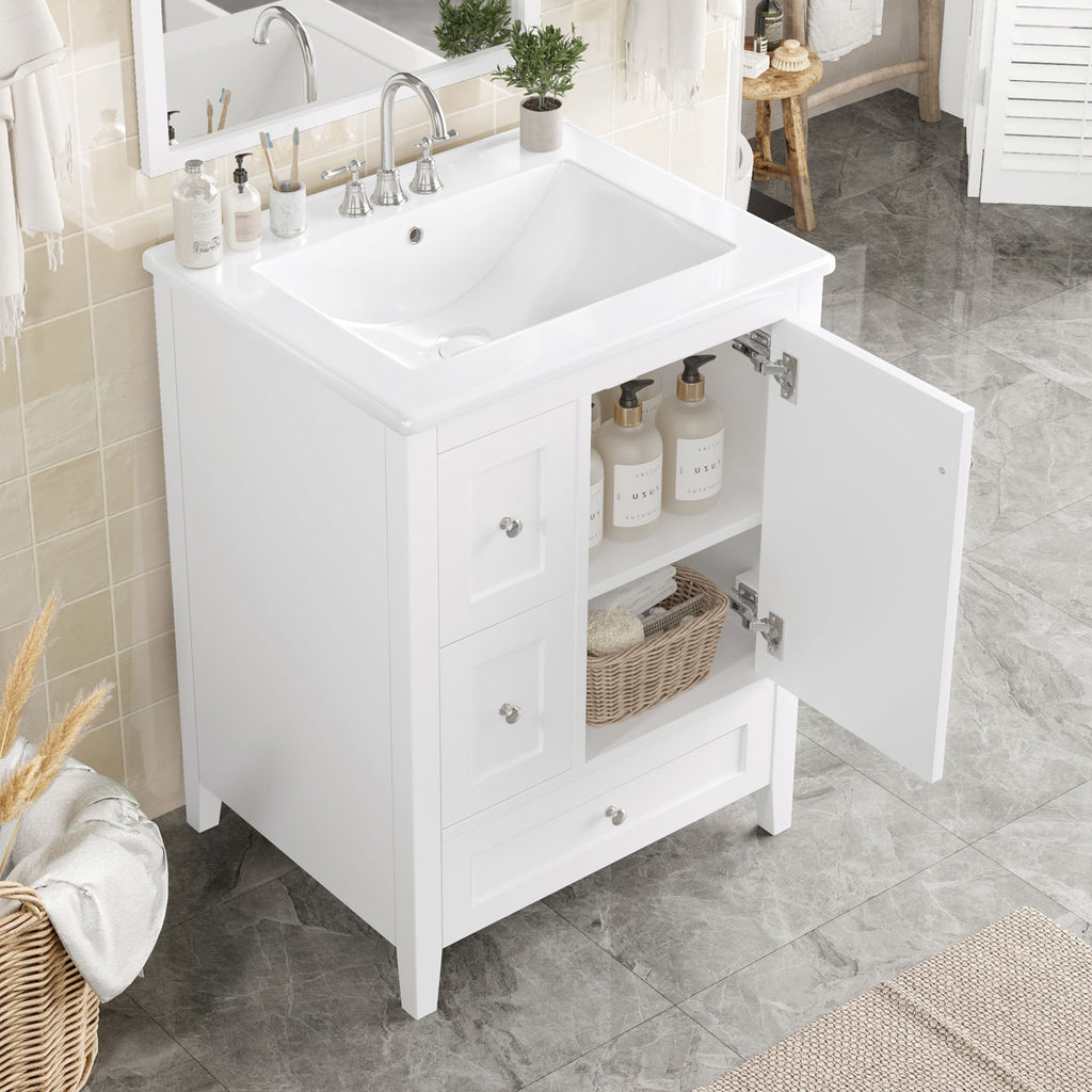 Modern Bathroom Vanity With Storage, Adjustable Shelf