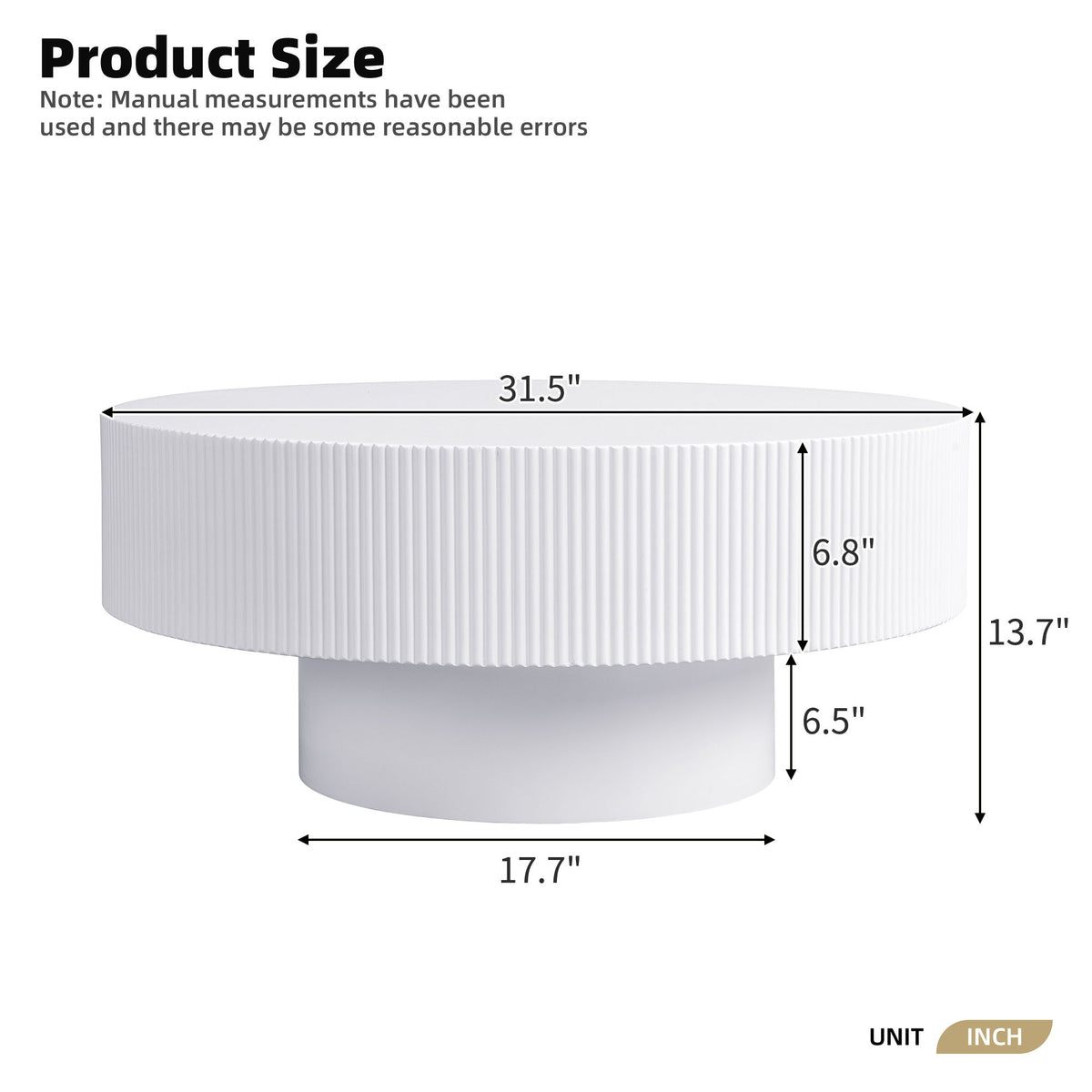 Elegant Round Coffee Table With Thick Tabletop