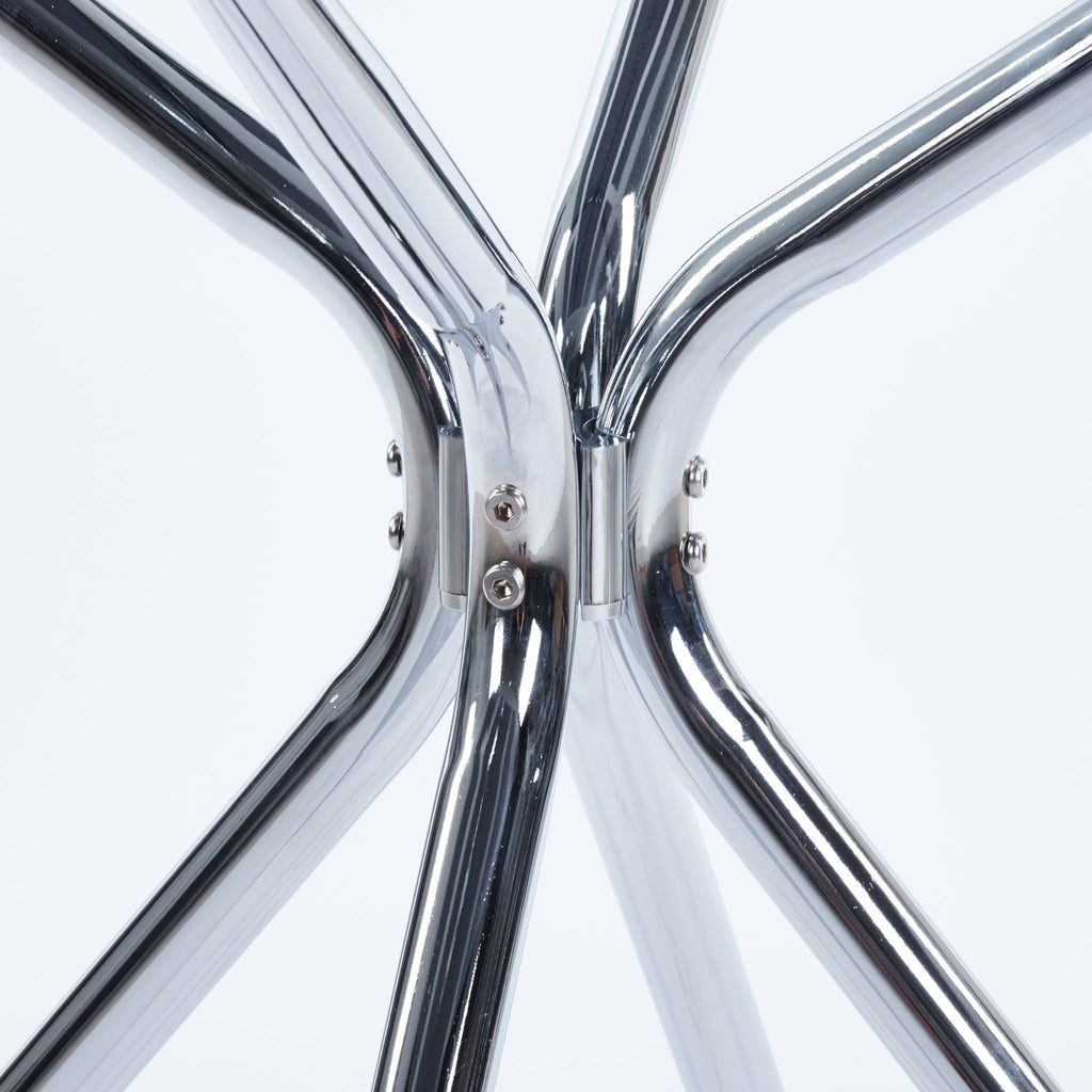 Compact Dining Table With Glass Top - Chrome