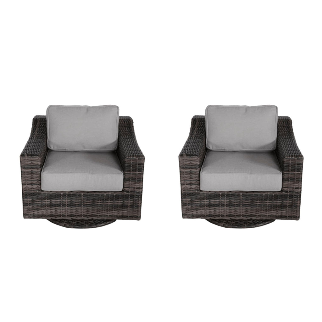 Contemporary Outdoor Swivel Patio Chair With Cushions (Set of 2) - Brown