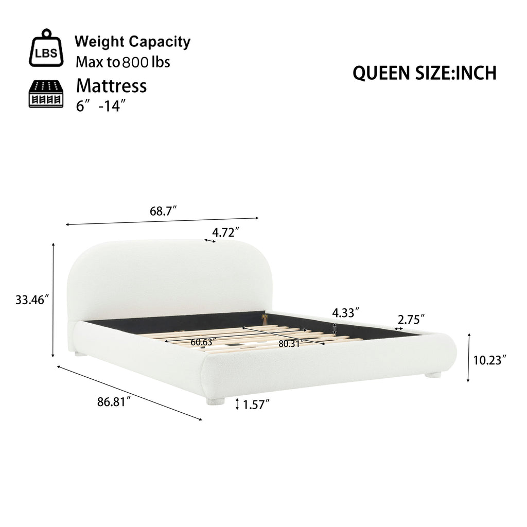 Upholstered Simple Modern Bedroom Bed With Curved Headboard