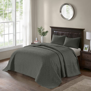 Quebec - King Reversible Bedspread Set - Dark Gray