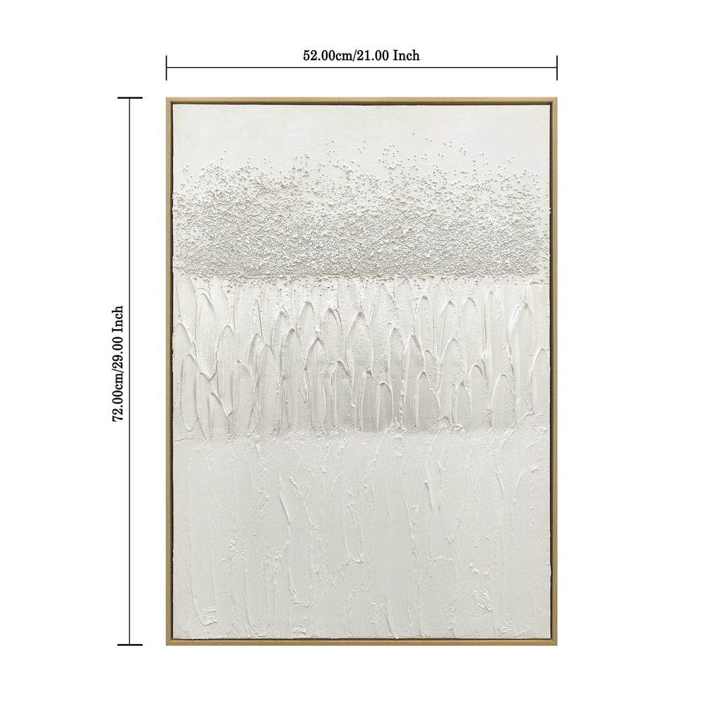 Framed Abstract Wall Art, Thick Textured Canvas Painting With Stone Accents (Set of 2) - Antique White
