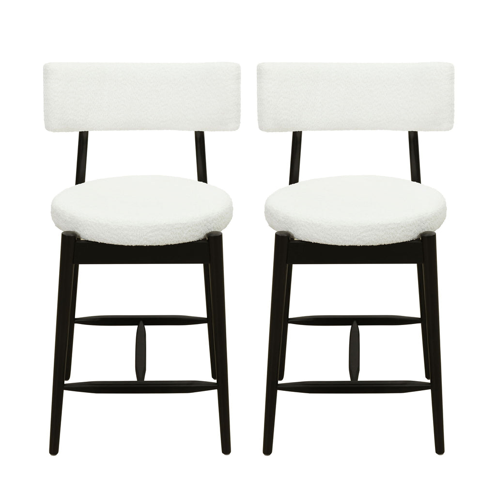 Mid Century Modern Counter Stools, Fabric Upholstered Chairs