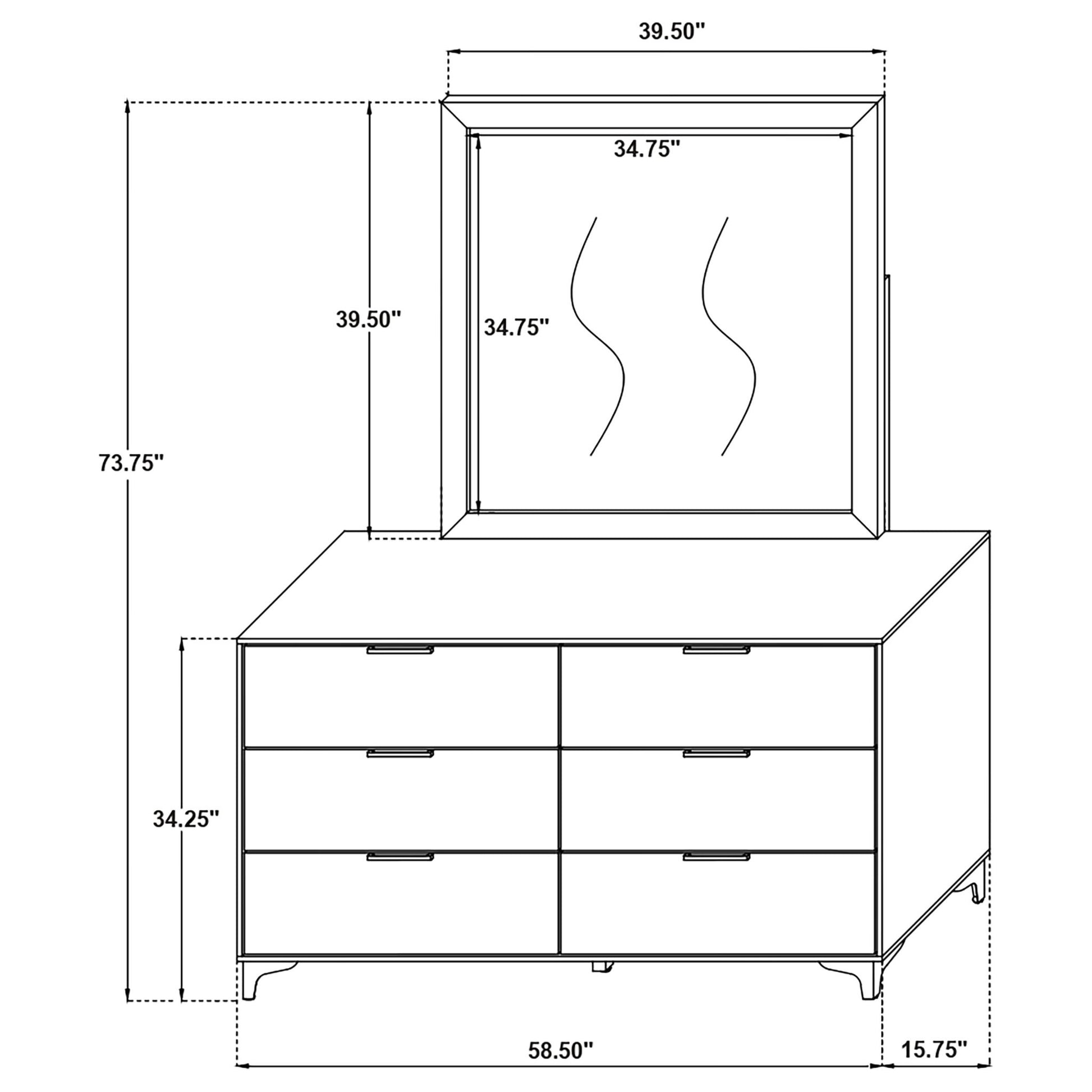 James - 6 Drawer Dresser With Mirror