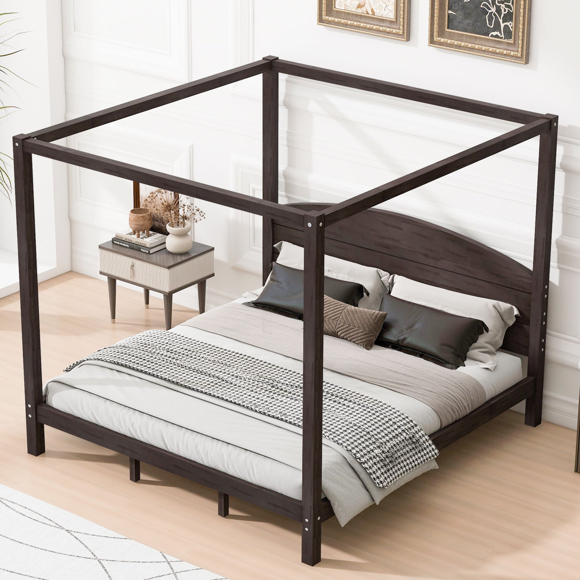 anopy Platform Bed With Headboard And Support Legs