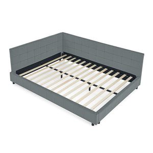 Elegant Storage Upholstered Tufted Bed Frame With Backrest And Armrests
