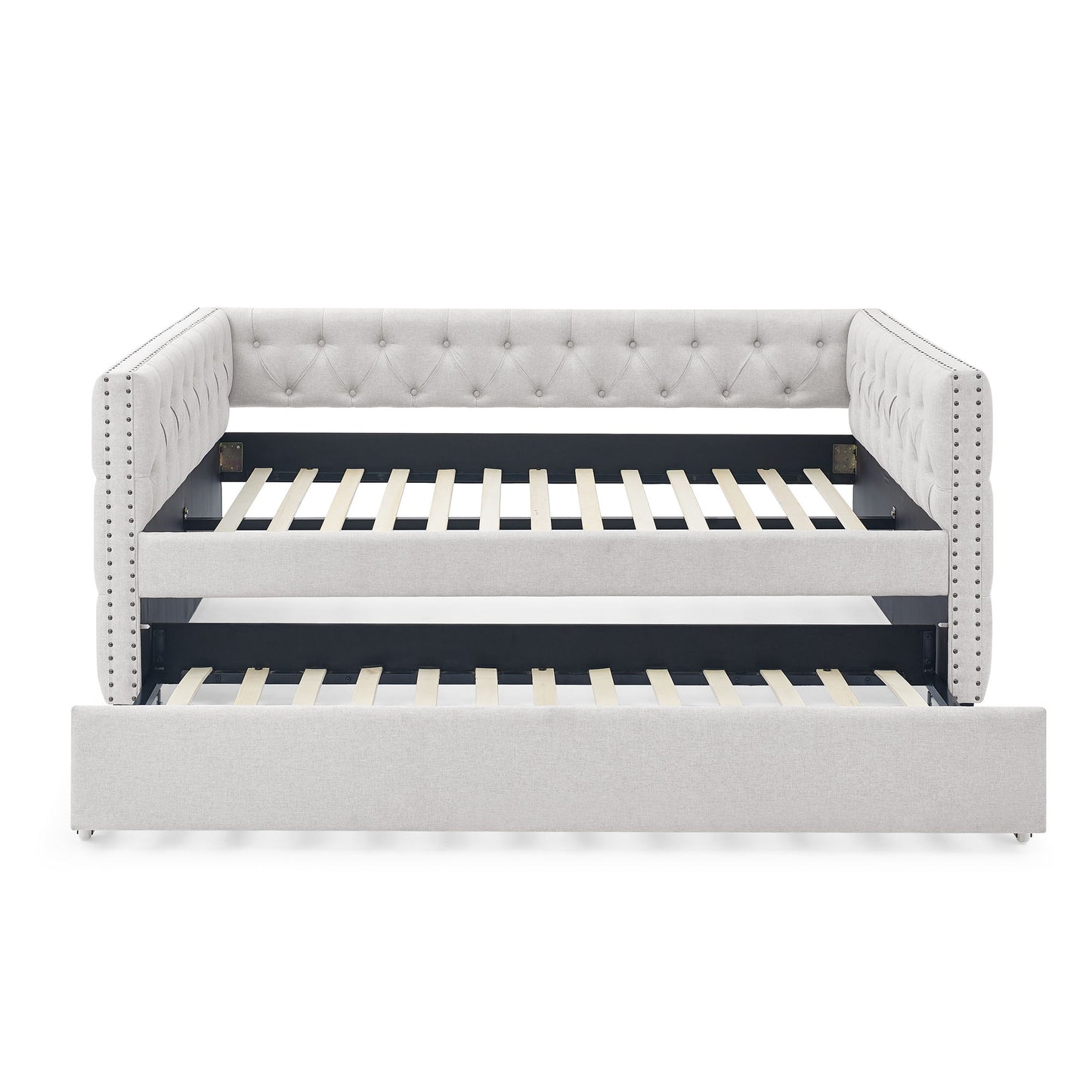 Gewnee - Full Upholstered Daybed With Twin Trundle - Beige