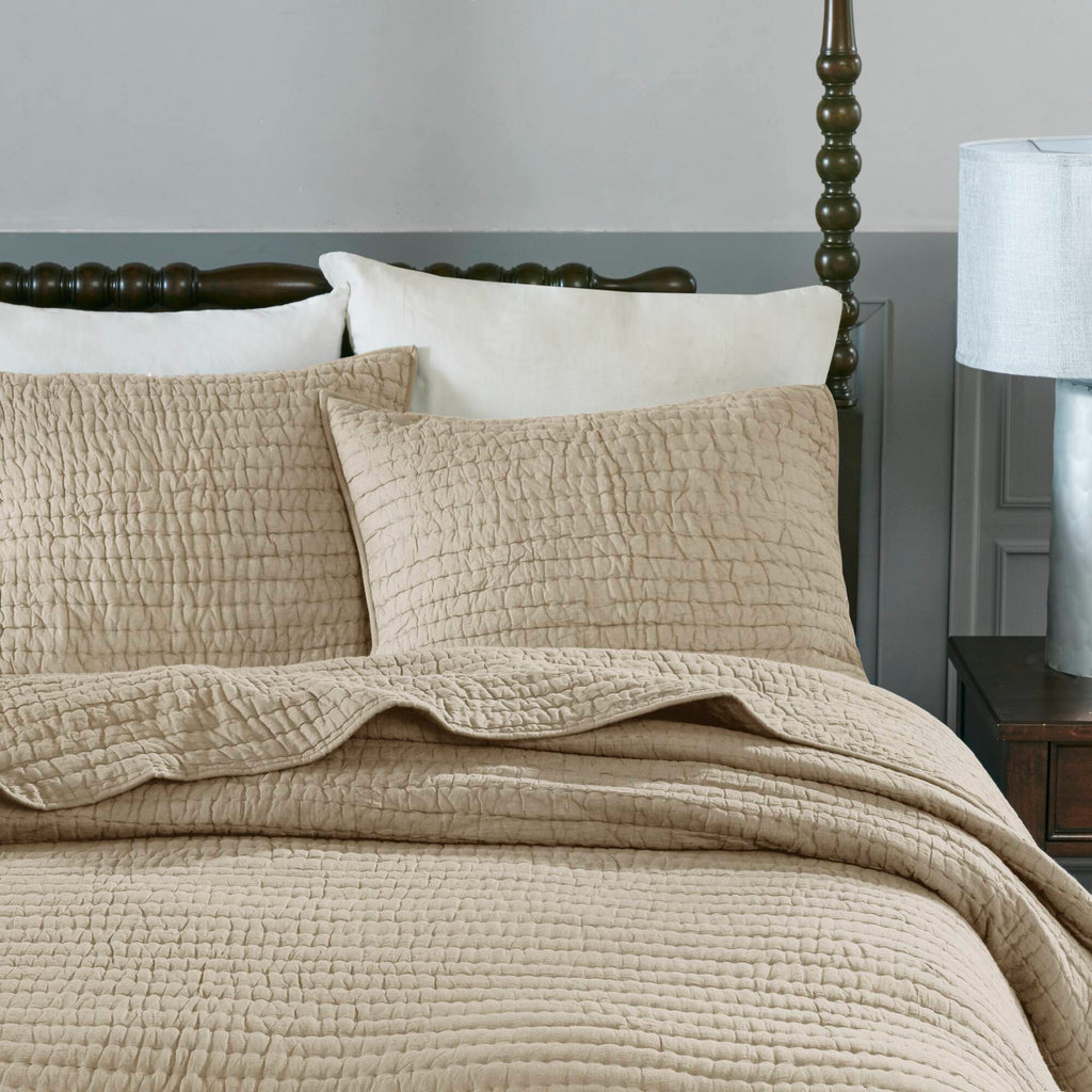 Serene - King Hand Quilted Coverlet Set - Linen