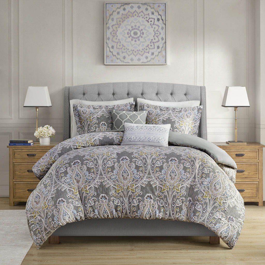 Hallie - 5 Piece Duvet Cover Set - Gray