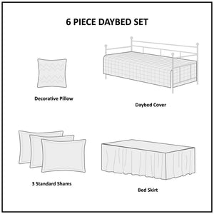 Tuscany - 6 Piece Reversible Scalloped Edge Daybed Cover Set - Blue