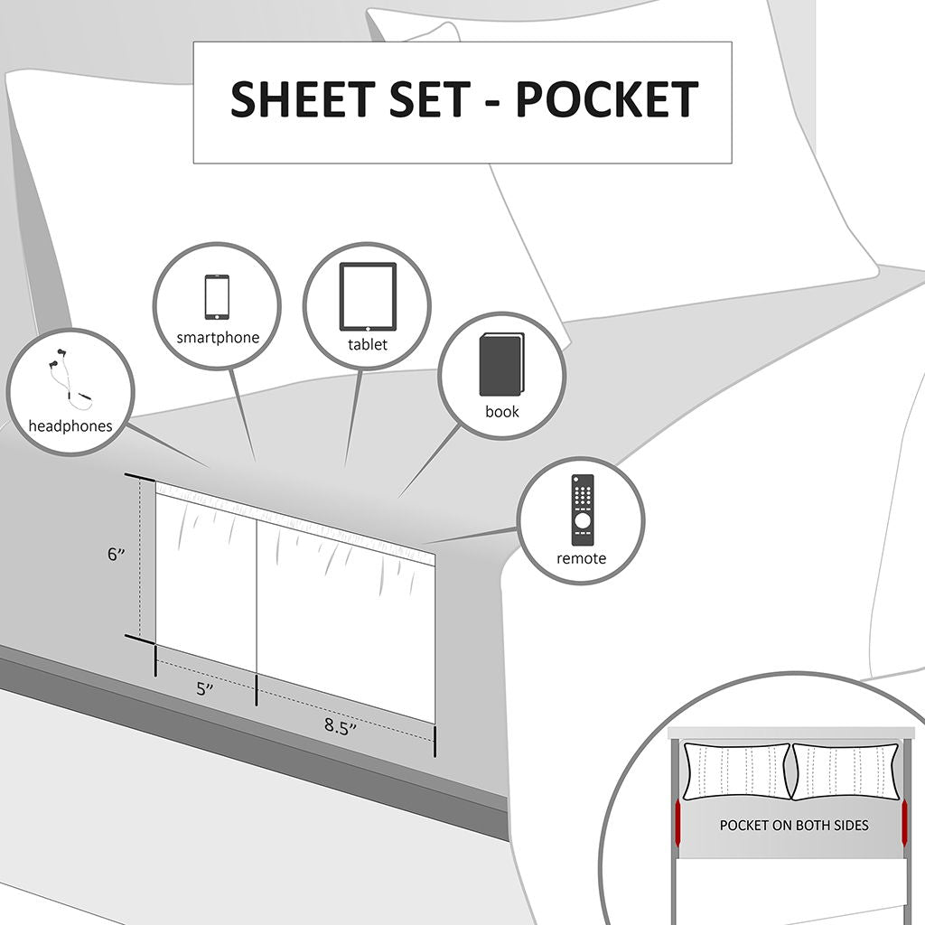 Microfiber - Queen Sheet Set With Side Storage Pockets - White