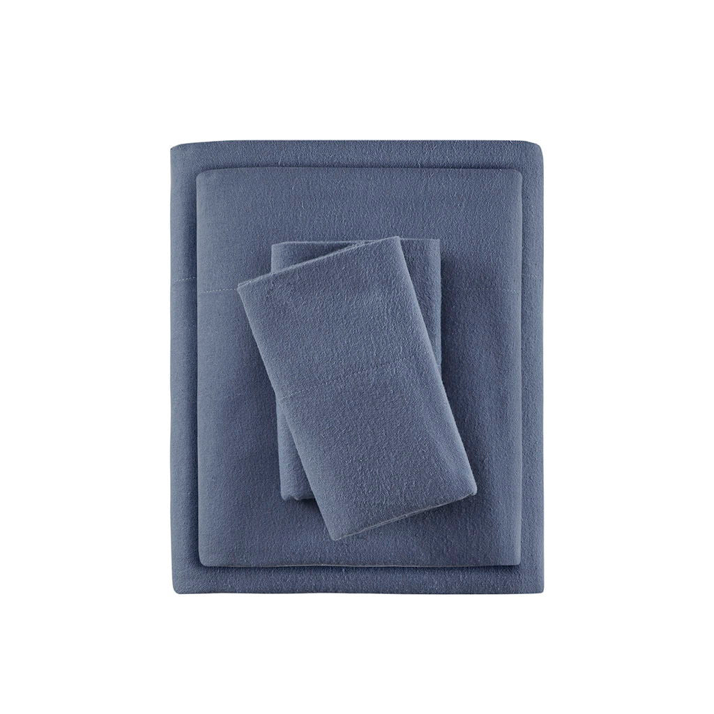 Cozy Flannel - Queen Sheet Set - Blue Solid