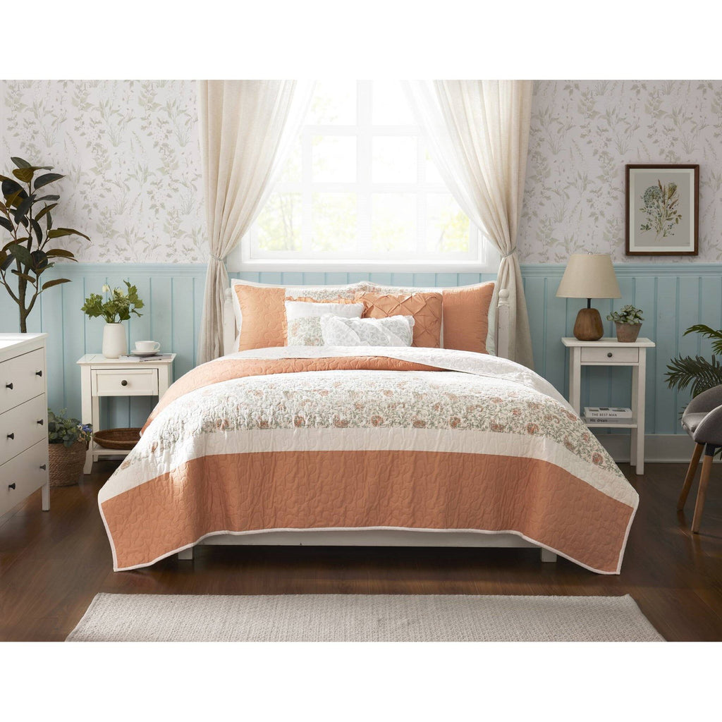 Dawn - 6 Piece Reversible Coverlet Set - Coral
