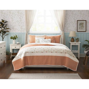 Dawn - King 6 Piece Reversible Coverlet Set - Coral