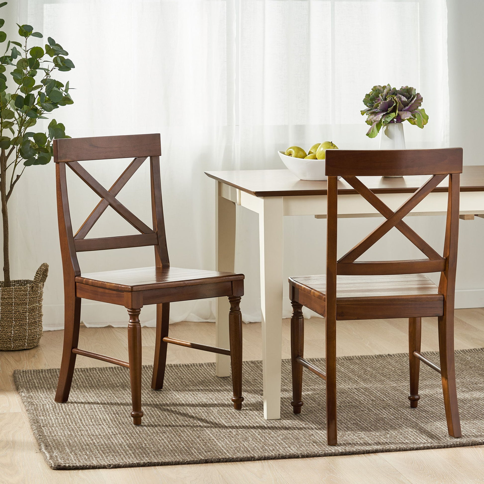 Dining Chair With X Shaped Back (Set of 2)