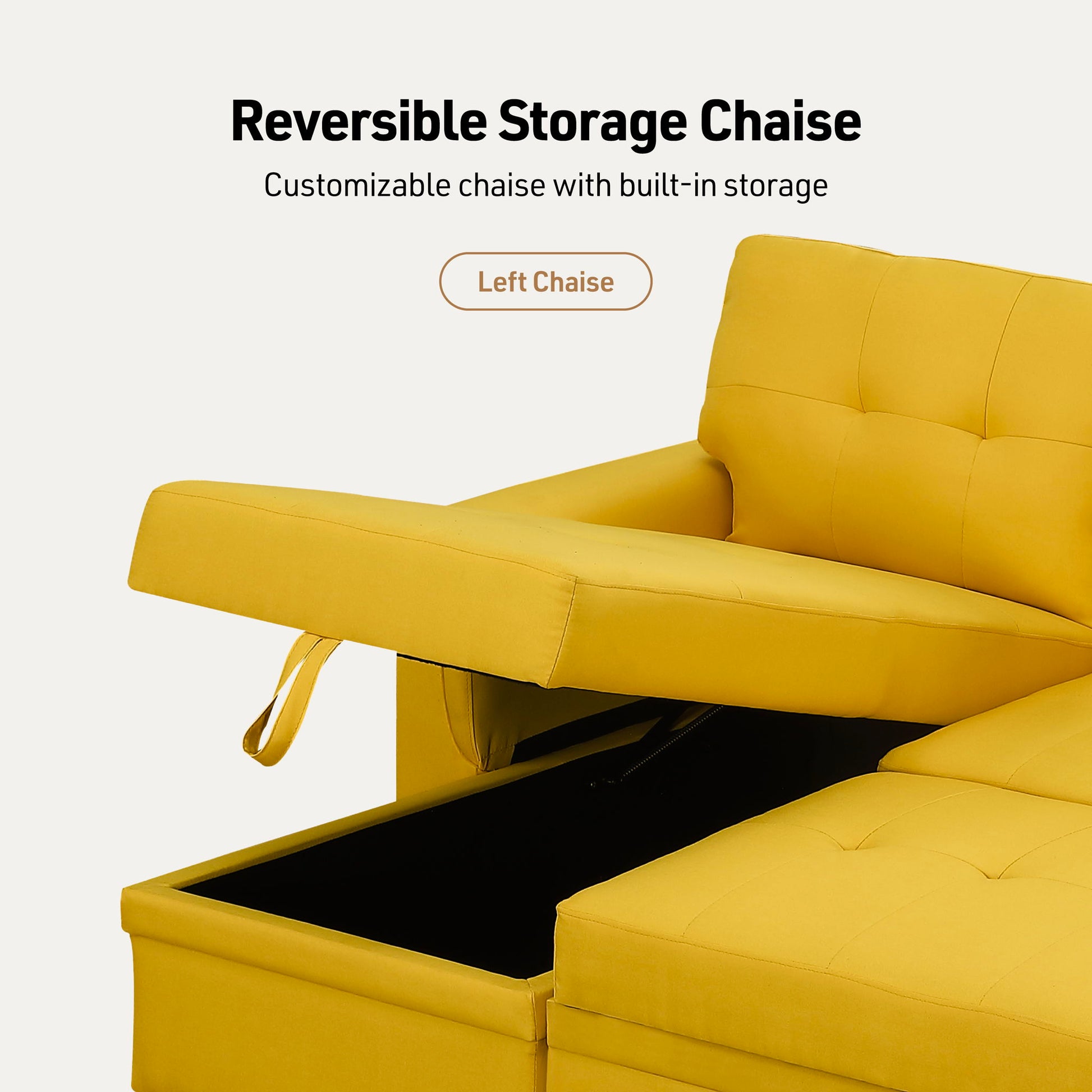 Lucca - Linen Reversible Sleeper Sectional Sofa With Storage Chaise