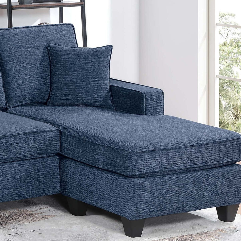 Sectional Set With USB Port Right Arm Chaise, Armless Loveseat, Left Arm Chaise, 3 Piece, Includes Matching Pillows - Dark Blue