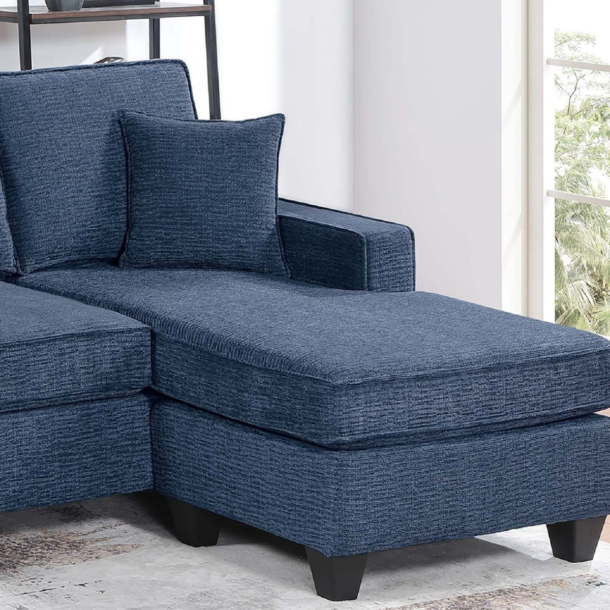 Sectional Set With USB Port Right Arm Chaise, Armless Loveseat, Left Arm Chaise, 3 Piece, Includes Matching Pillows - Dark Blue