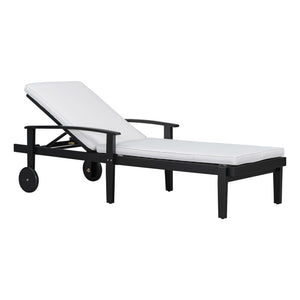 Jason - Black Chaise Lounge Adjustable Acacia Wood Outdoor Furniture