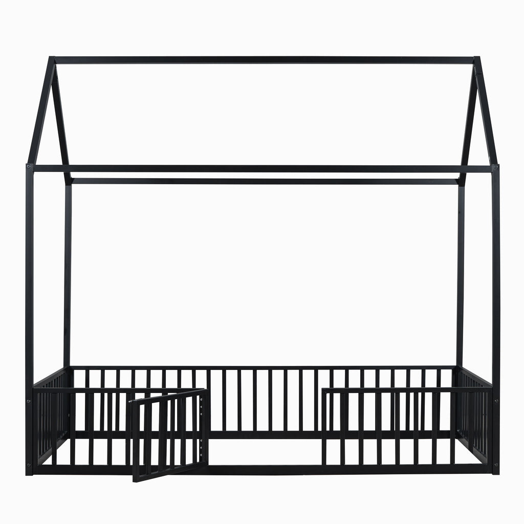Metal House Bed With Fence And Door