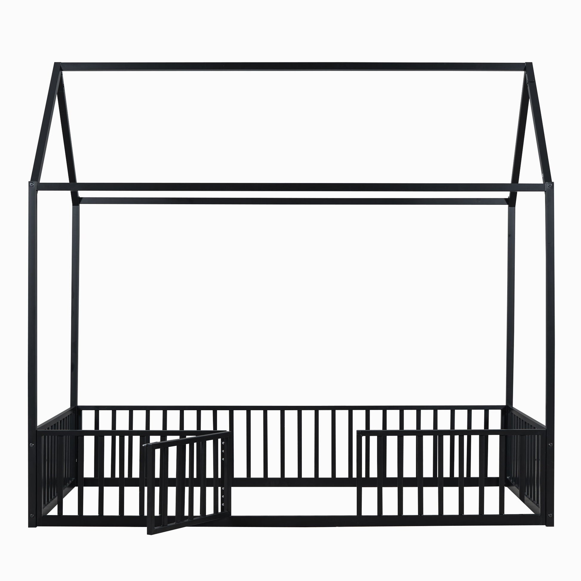 Metal House Bed With Fence And Door