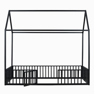 Metal House Bed With Fence And Door