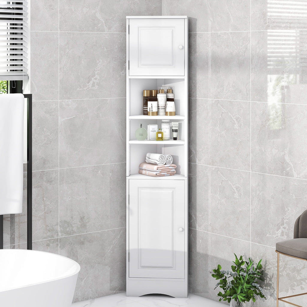 Multi Functional Corner Cabinet With Adjustable Shelves And 2 Doors
