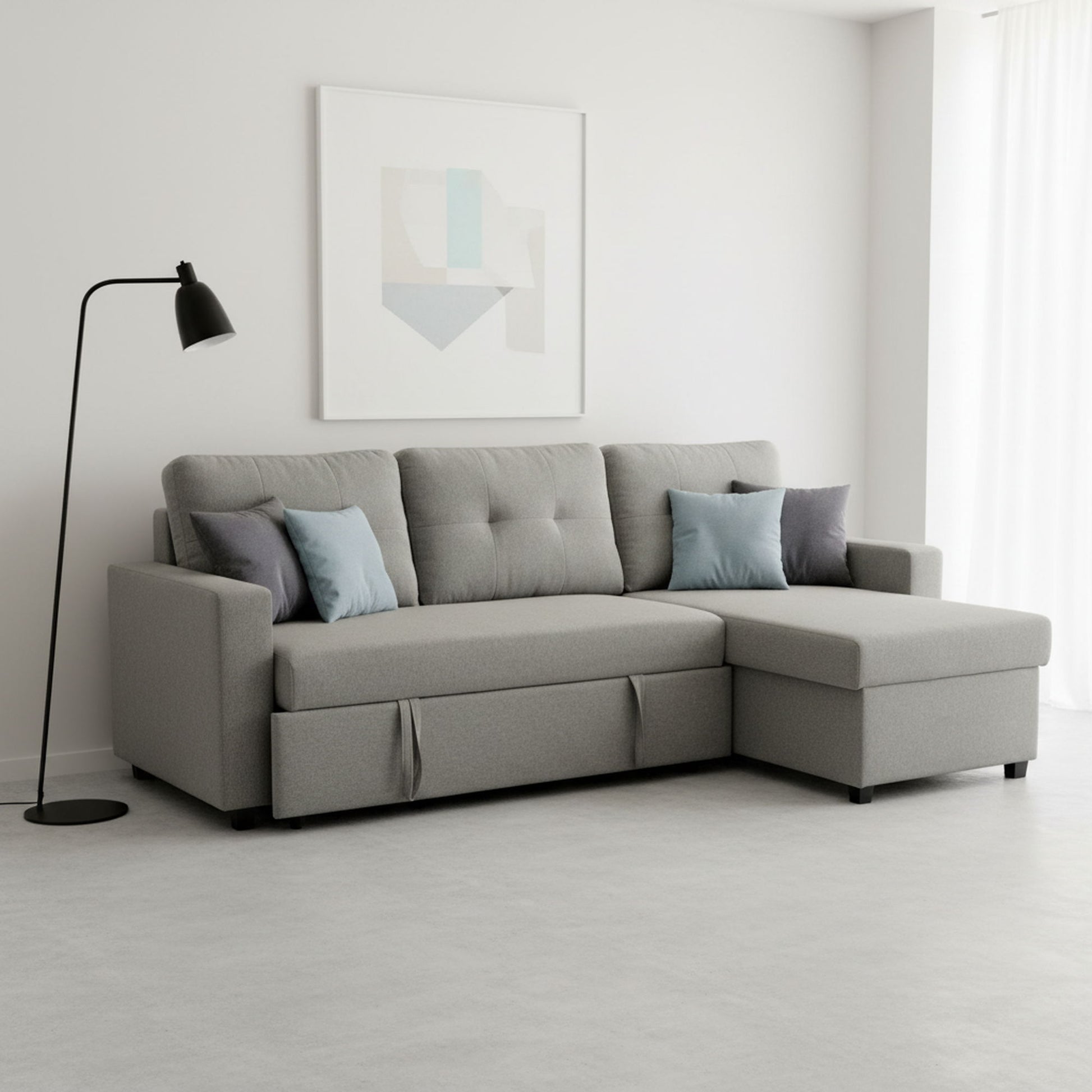 Convertible L Shaped Sectional Sleeper Sofa Bed, Saving Pull Out Couch