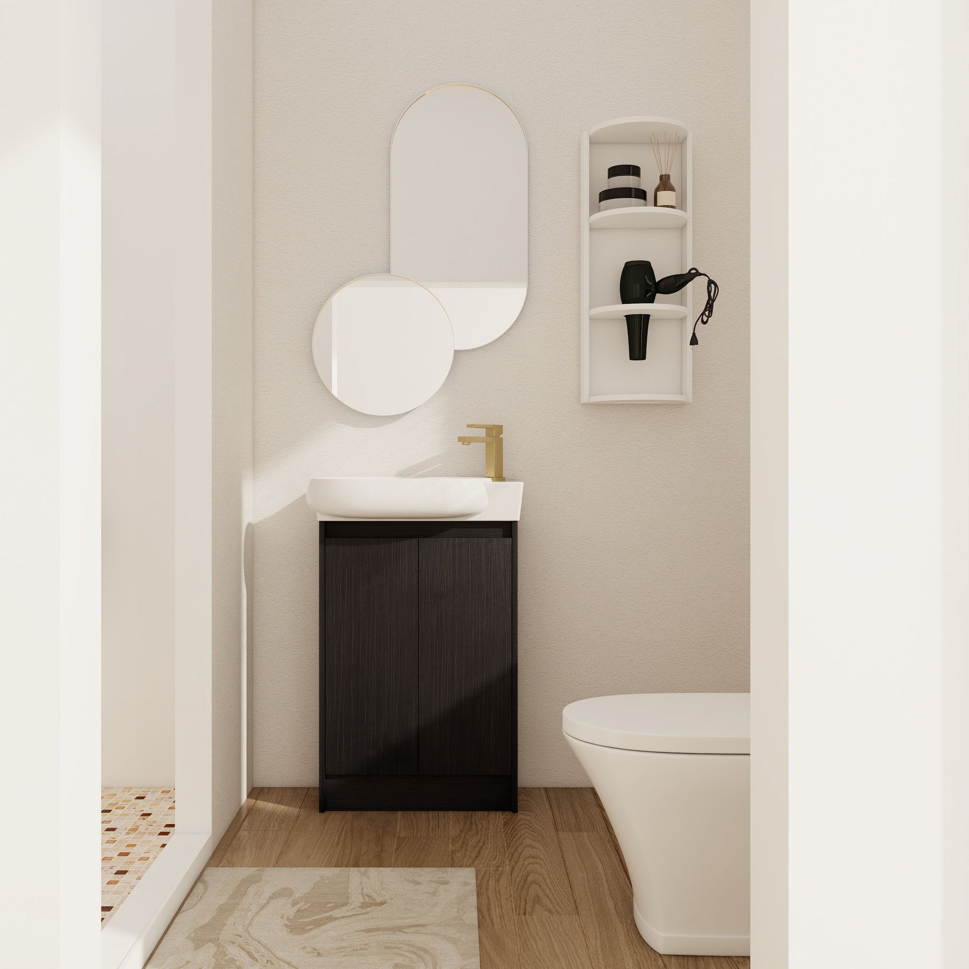 Freestanding Bathroom Vanity With Sink And Storage Rack, Soft Close Doors Base With Basin