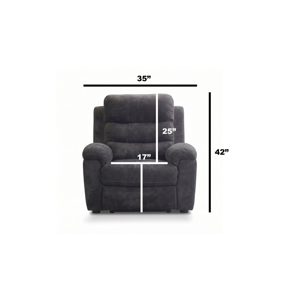 Manual Recliner Chair With 150° Recline, For Living Room - Dark Gray