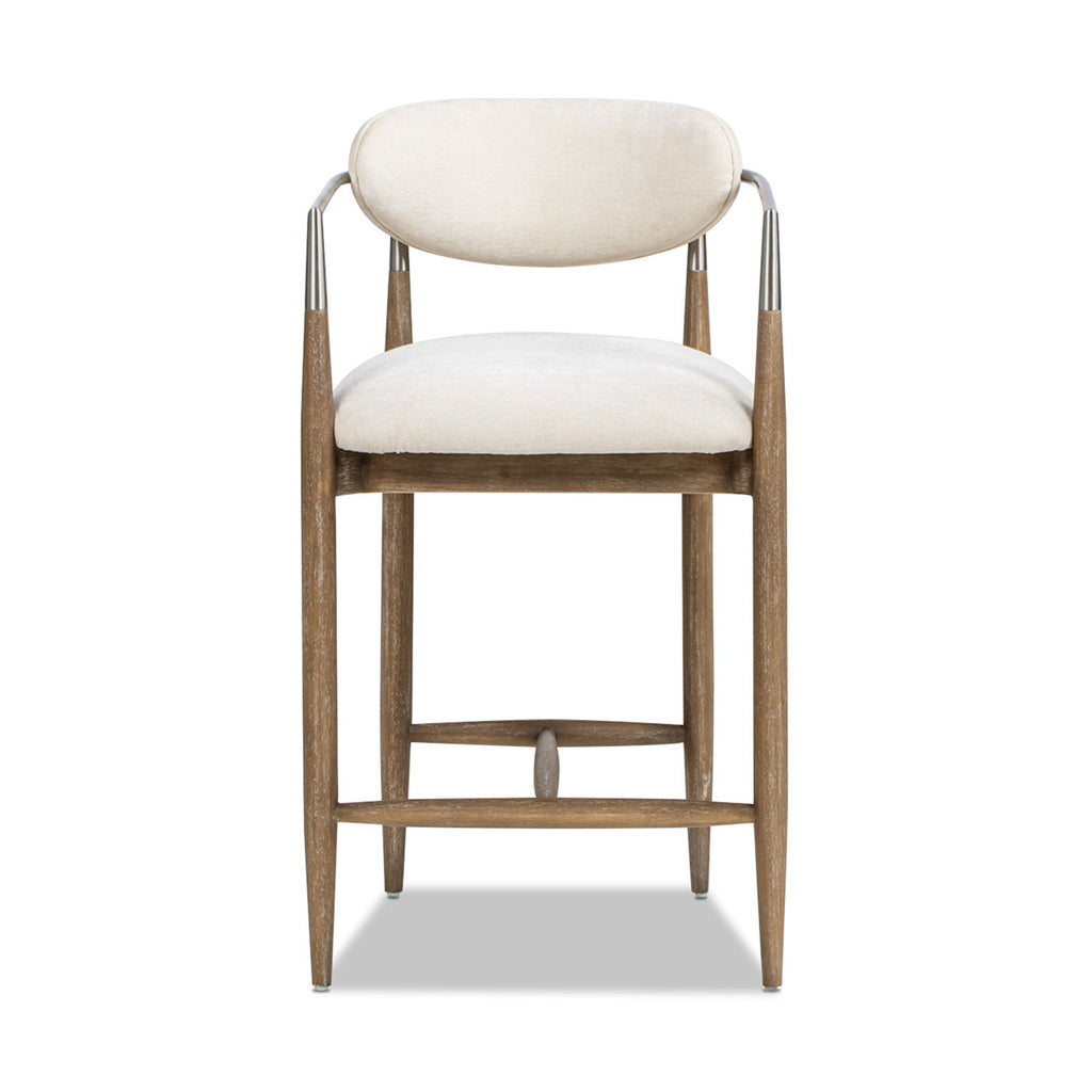 Artemis - Mixed Material Upholstered Counter Stool - Warm White