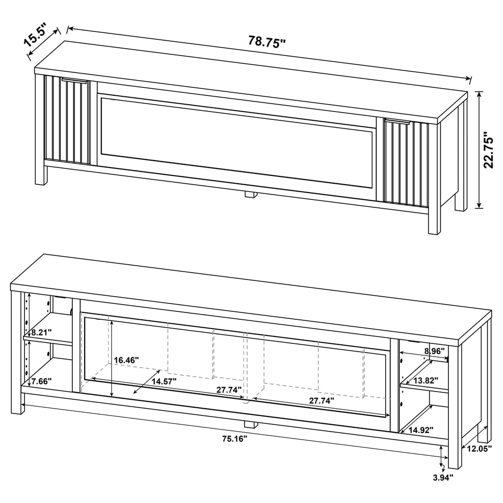 Alamitos - Electric Fireplace TV Stand With Flame Visualizer - Pine Wood