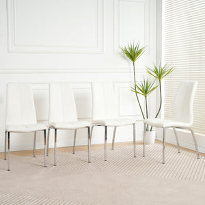 Modern Upholstered Dining Chair (Set of 4) With Electroplated Metal Legs - White