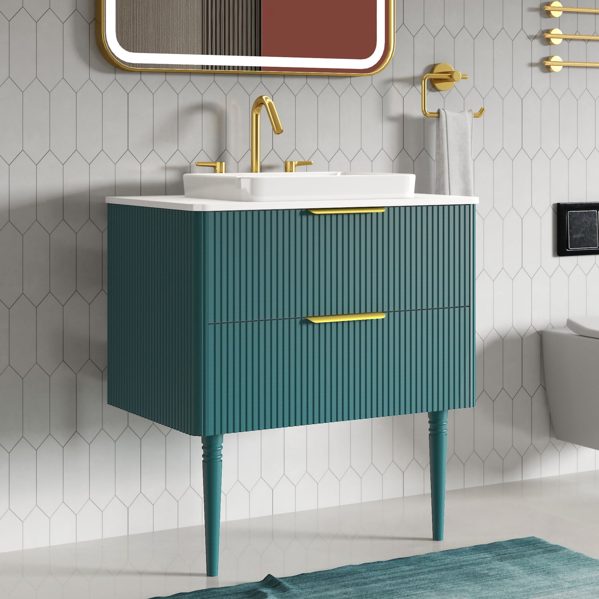 Elena - Modern Bathroom Vanity With Sink With Ample Storage, 2 Soft Close Drawers
